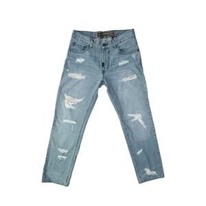 LRG True Straight Distressed Jeans Men's 32 Light Wash